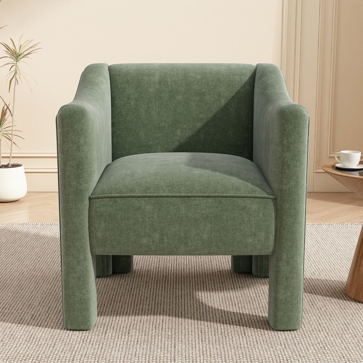 Barrel Accent Chair With Enclosed Arms