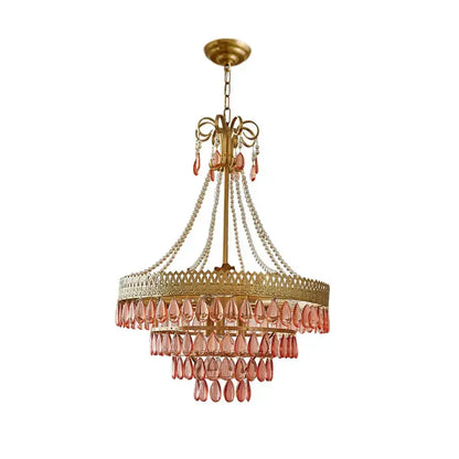 Filigree gold crystal led ceiling chandelier for dining room