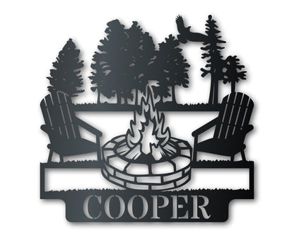 Custom Metal Fireside Monogram Wall Art | Indoor Outdoor | Up to 46" | Over 20 Color Options