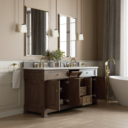 James Martin Brookfield 72" Double Bathroom Vanity, Pecan