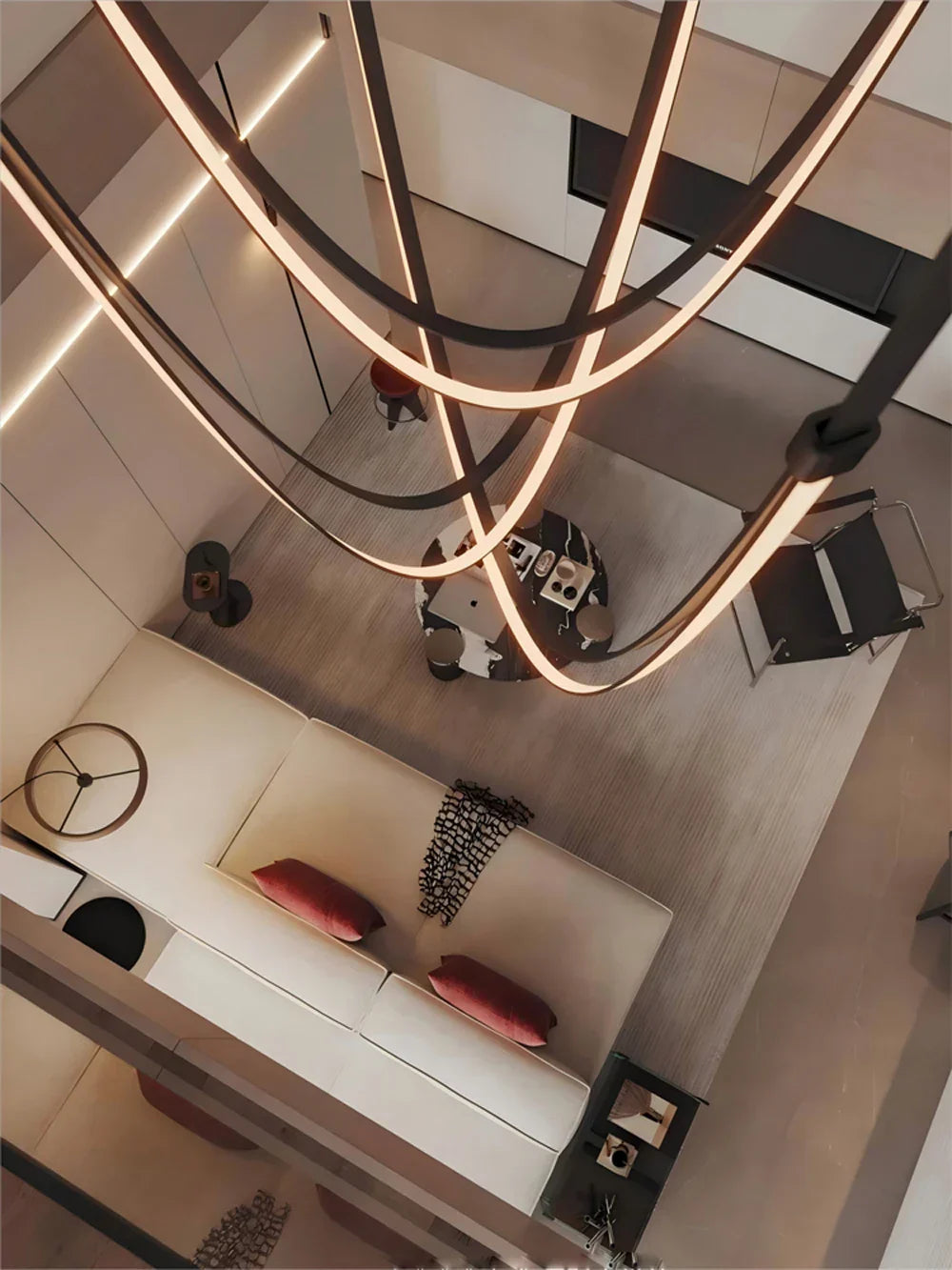 DecorBites™ Flexible Leather Belt LED Chandelier for Living Room