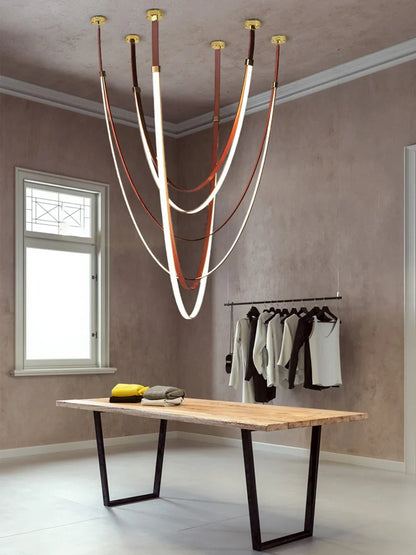 DecorBites™ Flexible Leather Belt LED Chandelier Light