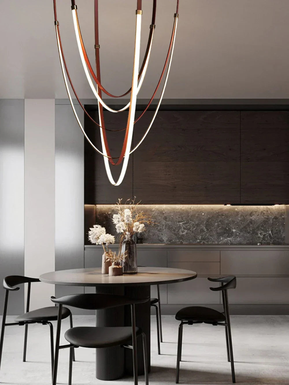 DecorBites™ Flexible Leather Belt LED Chandelier Lighting