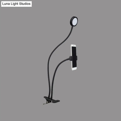 DecorBites™ Flexible LED Vanity Light: Round, Flush-mount Design in Contemporary Metal Finish - Black or White with Clip-on Base