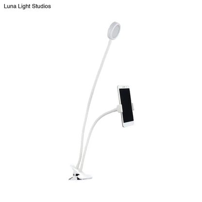 DecorBites™ Flexible LED Vanity Light: Round, Flush-mount Design in Contemporary Metal Finish - Black or White with Clip-on Base