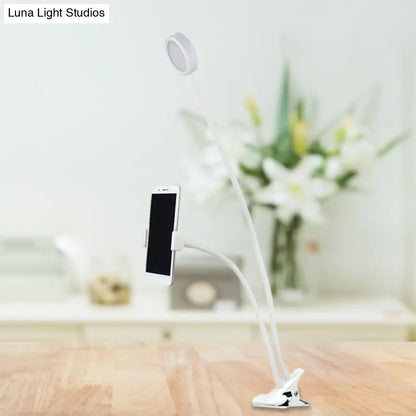 DecorBites™ Flexible LED Vanity Light: Round, Flush-mount Design in Contemporary Metal Finish - Black or White with Clip-on Base