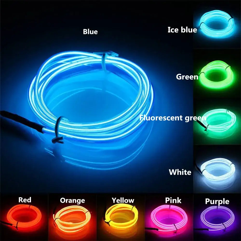 Flexible neon light el wire set for car and bedroom decor