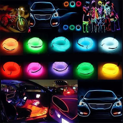 Flexible neon light el wire set for car and bedroom decor