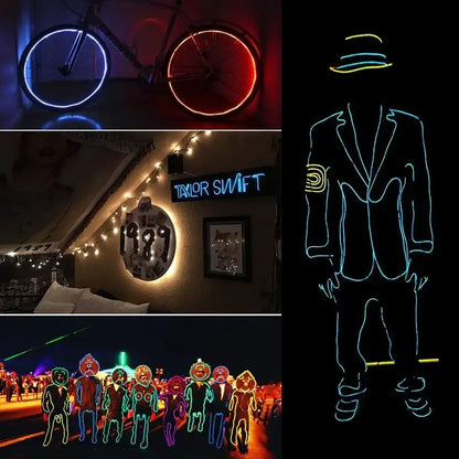 Flexible neon light el wire set for car and bedroom decor