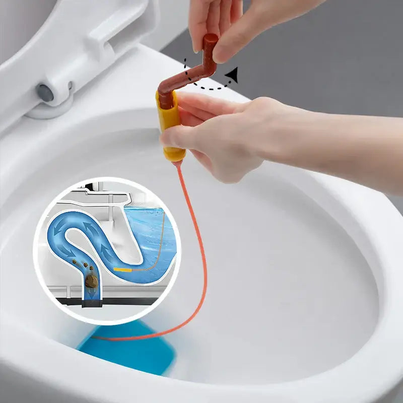 Flexible orange & yellow drain cleaner brush kitchen hair remover