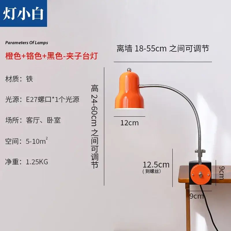 Flexible red & black adjustable led desk lamp bedroom reading light