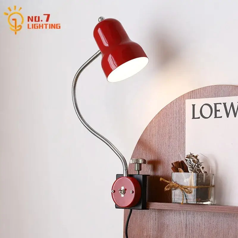 Flexible red & black adjustable led desk lamp bedroom reading light