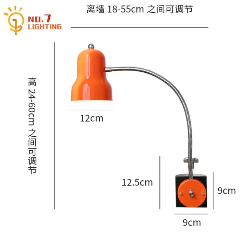 Flexible red & black adjustable led desk lamp bedroom reading light