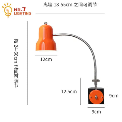 Flexible red & black adjustable led desk lamp bedroom reading light
