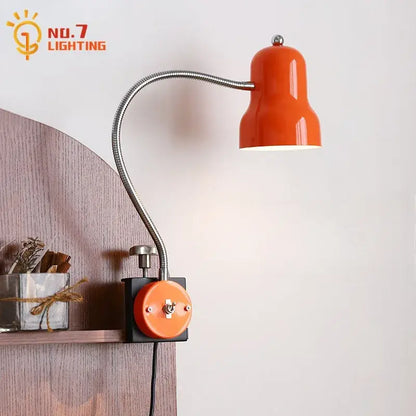 Flexible red & black adjustable led desk lamp bedroom reading light