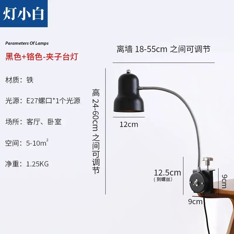 Flexible red & black adjustable led desk lamp bedroom reading light