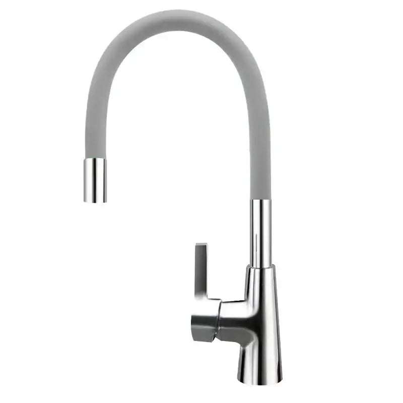 Flexible red silica gel nose kitchen faucet with chrome handle