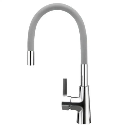 Flexible red silica gel nose kitchen faucet with chrome handle