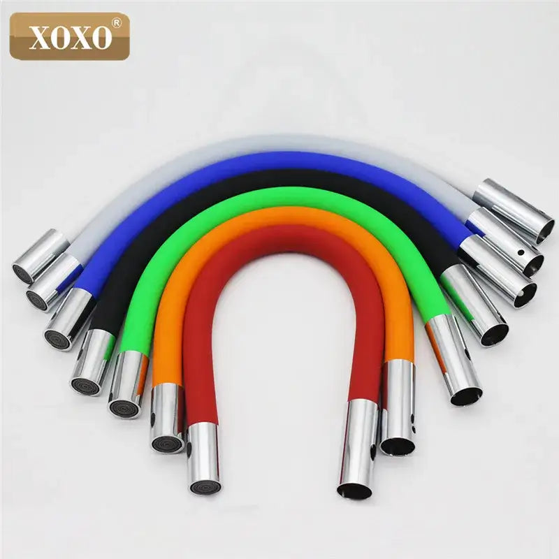Flexible red silica gel nose kitchen faucet with chrome handle