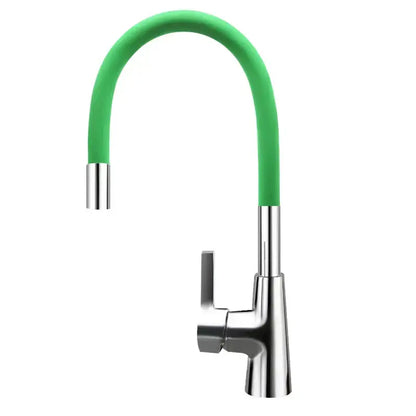 Flexible red silica gel nose kitchen faucet with chrome handle