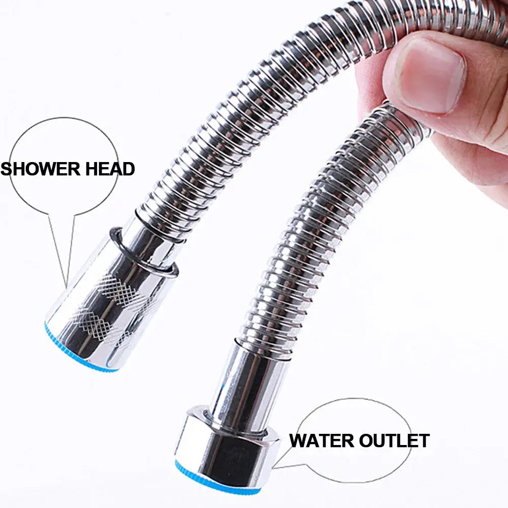 Flexible silver stainless steel shower hose bathroom accessory