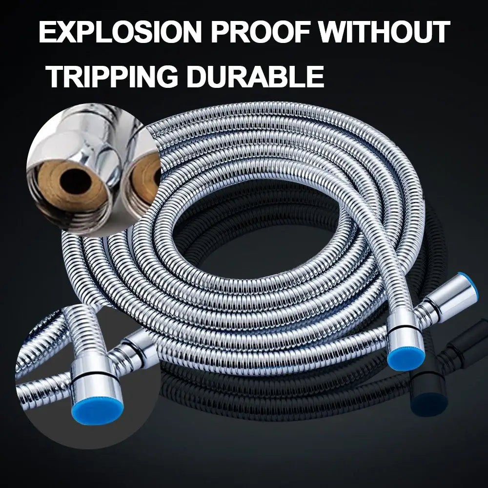 Flexible silver stainless steel shower hose bathroom accessory