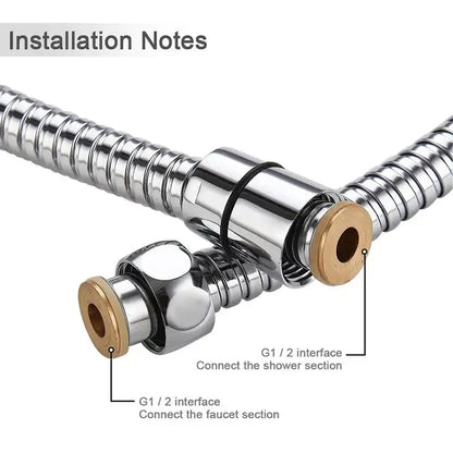 Flexible silver stainless steel shower hose bathroom accessory
