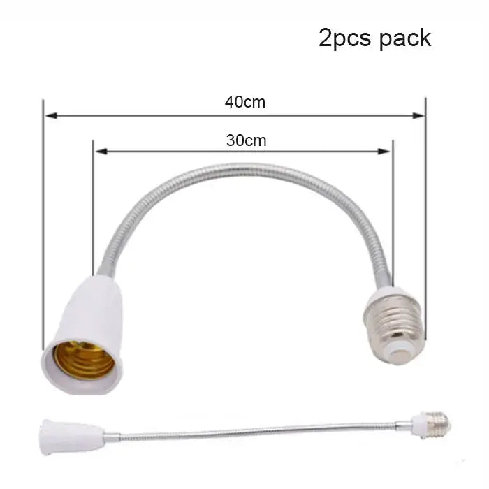 Flexible white & gold e27 base extension adaptor living room lamp accessory