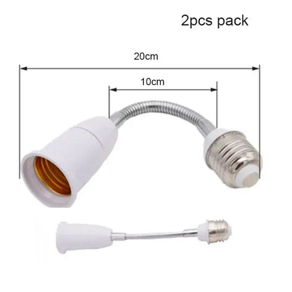 Flexible white & gold e27 base extension adaptor living room lamp accessory