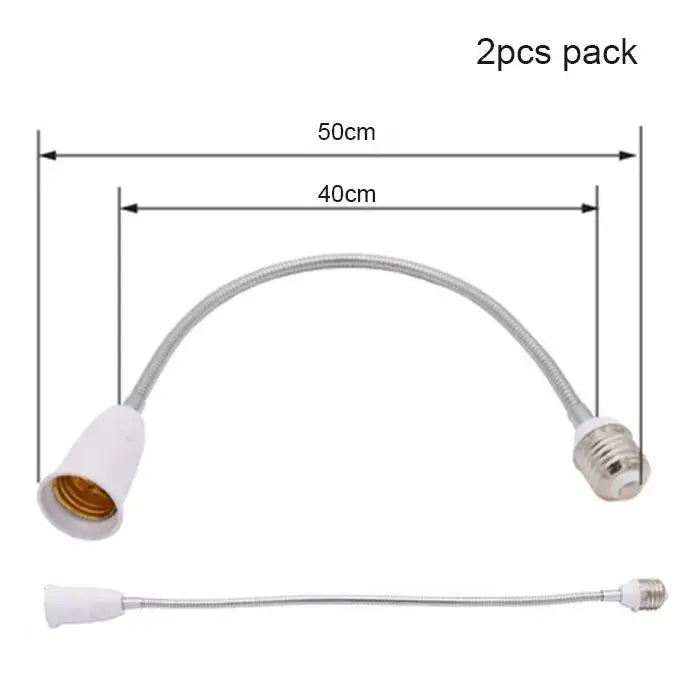 Flexible white & gold e27 base extension adaptor living room lamp accessory