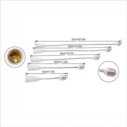 Flexible white & gold e27 base extension adaptor living room lamp accessory