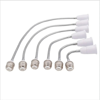 Flexible white & gold e27 base extension adaptor living room lamp accessory