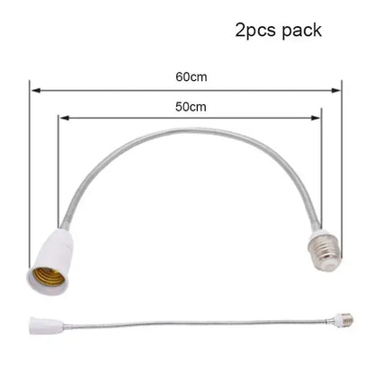 Flexible white & gold e27 base extension adaptor living room lamp accessory