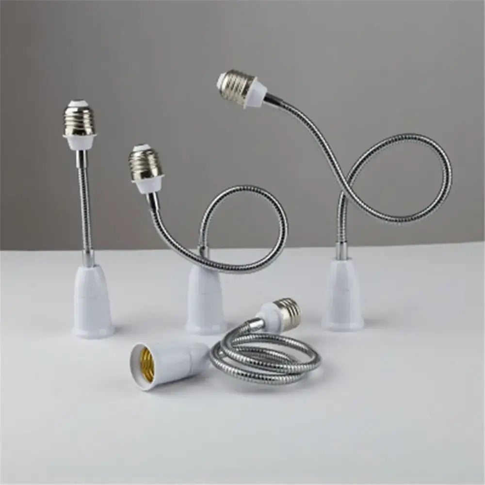 Flexible white & gold e27 base extension adaptor living room lamp accessory