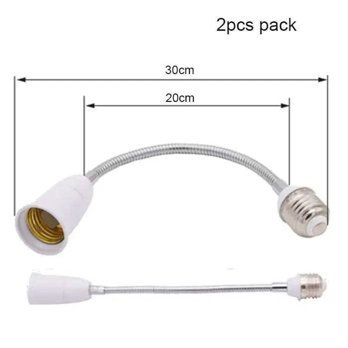 Flexible white & gold e27 base extension adaptor living room lamp accessory