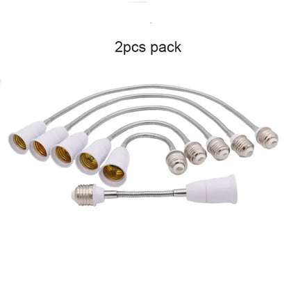 Flexible white & gold e27 base extension adaptor living room lamp accessory
