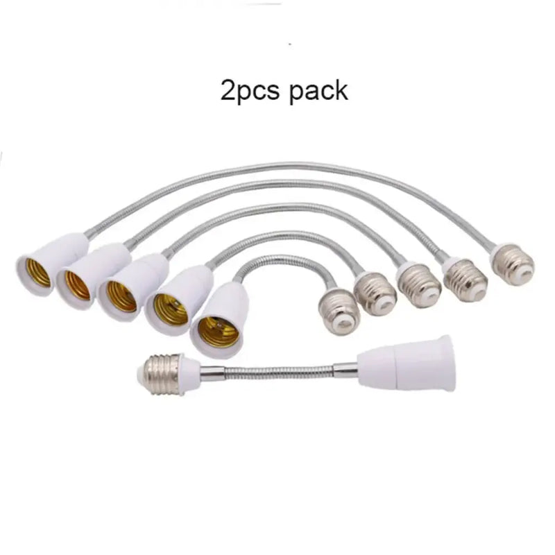 Flexible white & gold e27 base extension adaptor living room lamp accessory