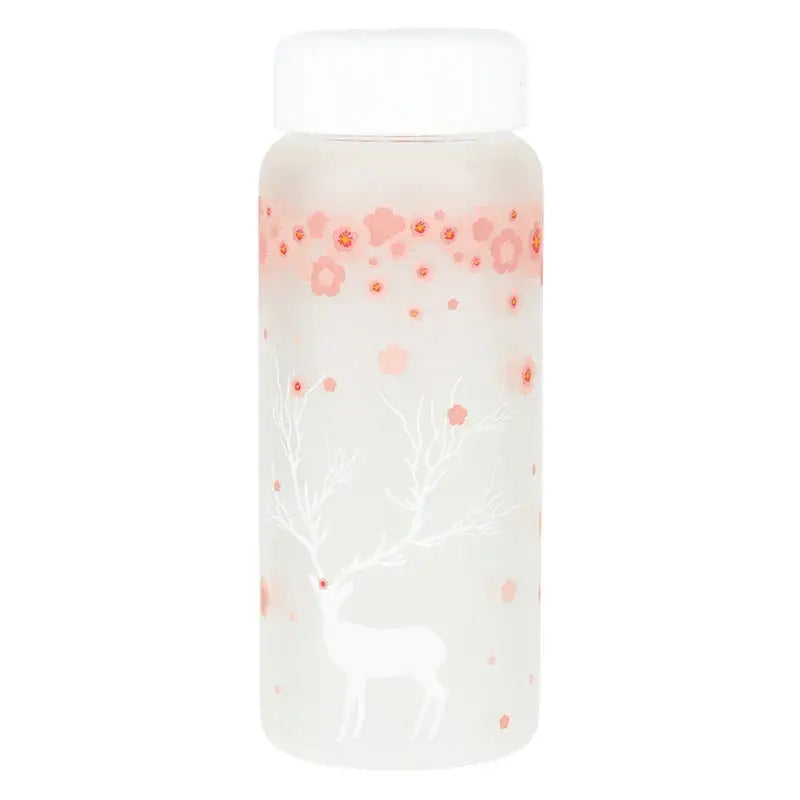 Floral and elk frosted glass water bottle set – kitchen drinkware