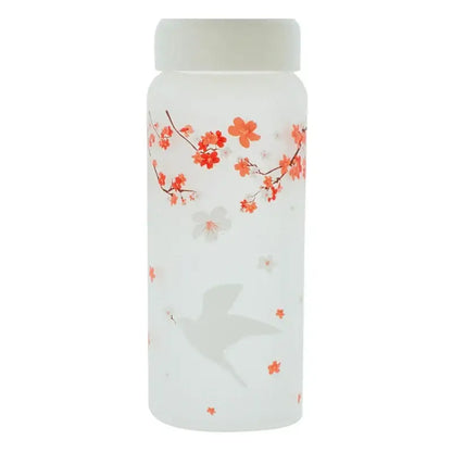 Floral and elk frosted glass water bottle set – kitchen drinkware