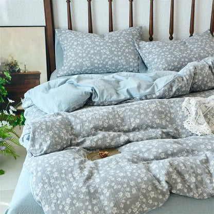 Floral beige & brown jacquard duvet cover set bedroom cotton bedding