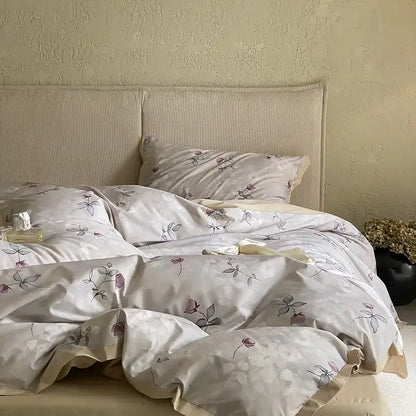 Floral beige egyptian cotton bedding set bedroom muse land print