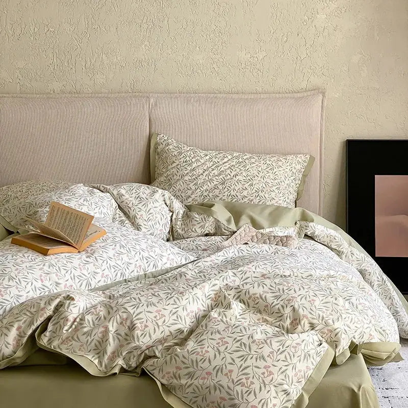 Floral beige egyptian cotton bedding set bedroom muse land print