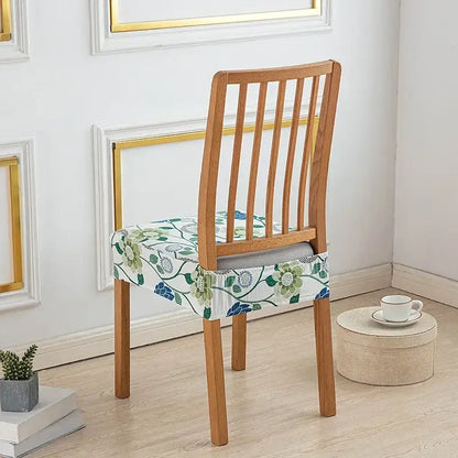 Floral blue and green elastic print chair cover dining room