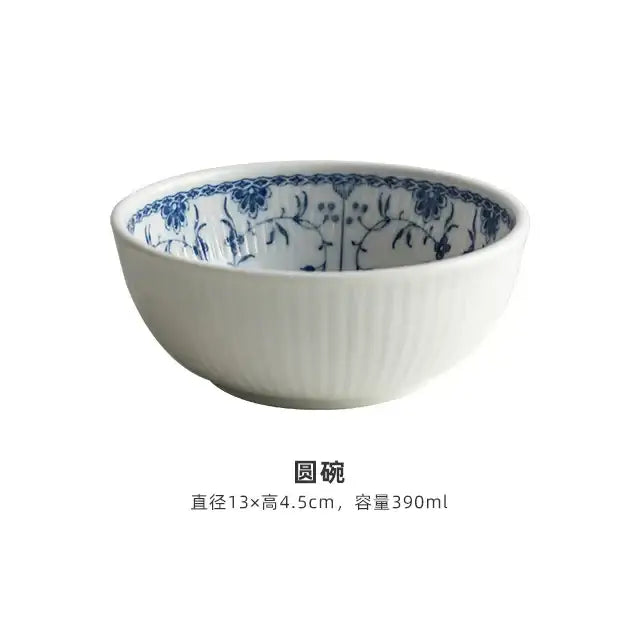 Floral blue & white ceramic dining set for dining room