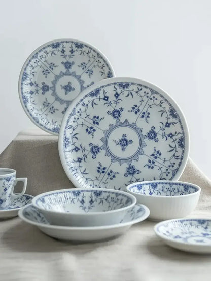 Floral blue & white ceramic dining set for dining room