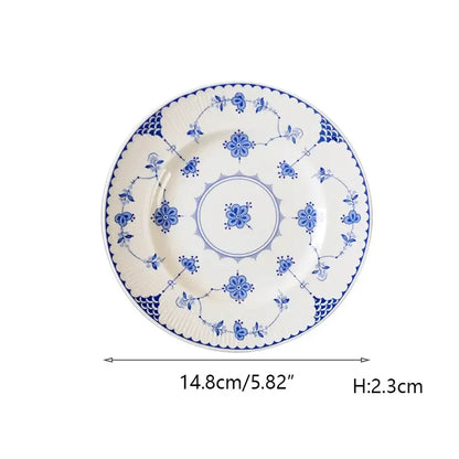 Floral blue & white ceramic dinner plate – dining room porcelain dinnerware