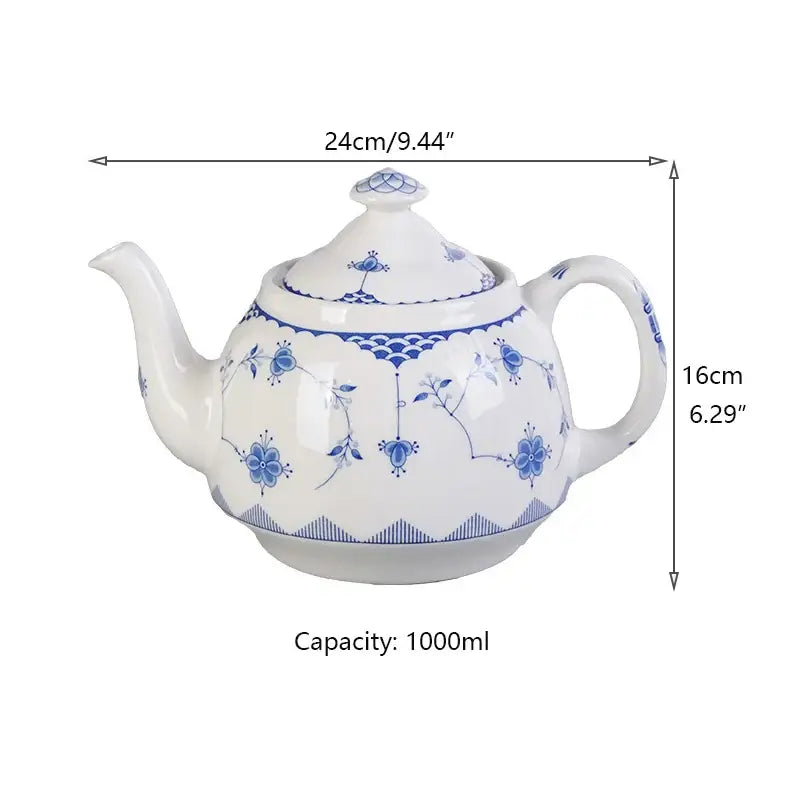 Floral blue & white ceramic dinner plate – dining room porcelain dinnerware
