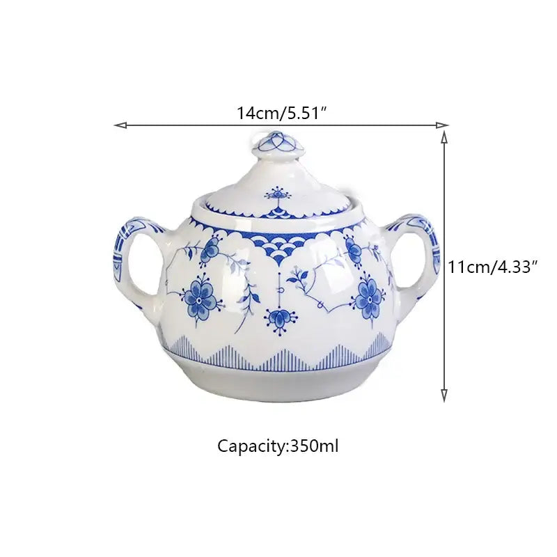 Floral blue & white ceramic dinner plate – dining room porcelain dinnerware