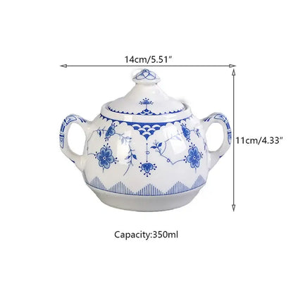 Floral blue & white ceramic dinner plate – dining room porcelain dinnerware