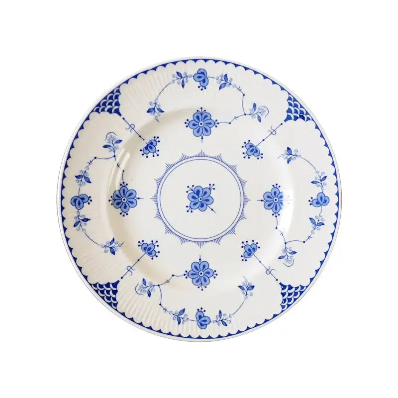 Floral blue & white ceramic dinner plate – dining room porcelain dinnerware